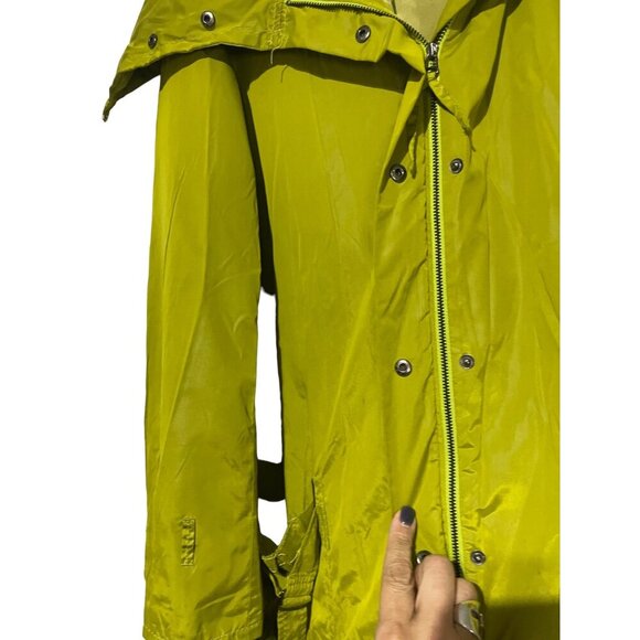Lightweight Lime Green Hooded Rain Jacket By Saltaire With Adjustable Drawstring - Picture 7 of 7